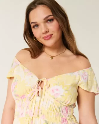 Flutter Sleeve Double Tie Midi-mekko