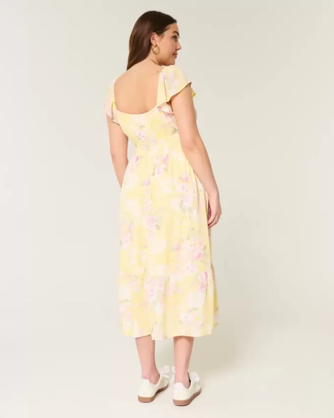 Flutter Sleeve Double Tie Midi-mekko Flutter Sleeve Double Tie Midi-mekko