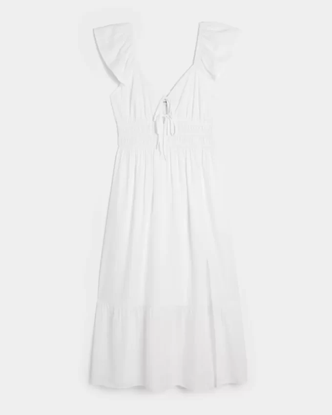 Flutter Sleeve Double Tie Midi-mekko Flutter Sleeve Double Tie Midi-mekko