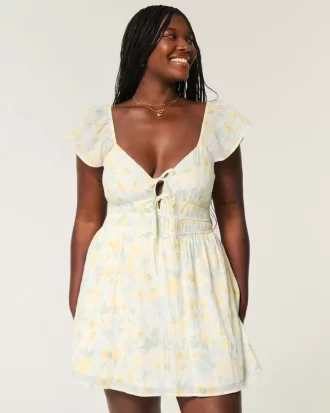 Flutter Sleeve Double Tie Skort-mekko