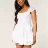 Flutter Sleeve Pinch Bust -mini Skort-mekko Flutter Sleeve Pinch Bust -mini Skort-mekko