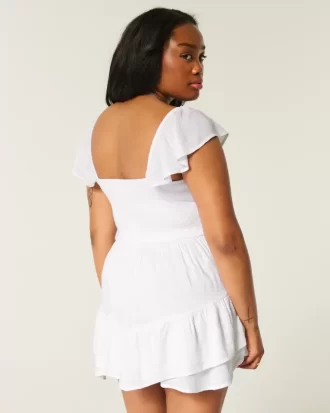 Flutter Sleeve Pinch Bust -mini Skort-mekko