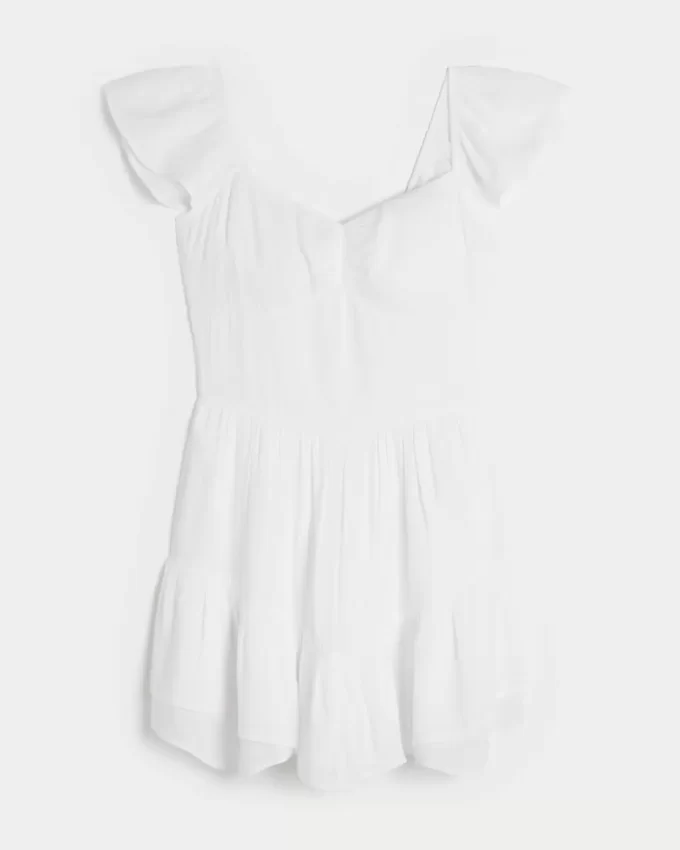 Flutter Sleeve Pinch Bust -mini Skort-mekko Flutter Sleeve Pinch Bust -mini Skort-mekko