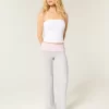 Foldover Waist Knit Flare Housut