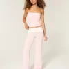 Foldover Waist Knit Flare Housut