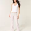 Foldover Waist Knit Flare Housut