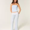 Foldover Waist Knit Flare Housut