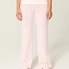 Foldover Waist Knit Flare Housut
