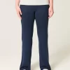 Foldover Waist Knit Flare Housut