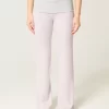Foldover Waist Knit Flare Housut