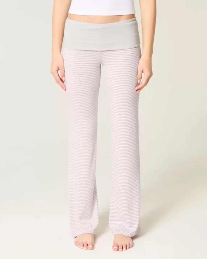 Foldover Waist Knit Flare Housut