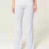 Foldover Waist Knit Flare Housut