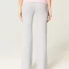 Foldover Waist Knit Flare Housut