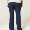Foldover Waist Knit Flare Housut
