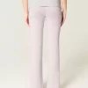 Foldover Waist Knit Flare Housut