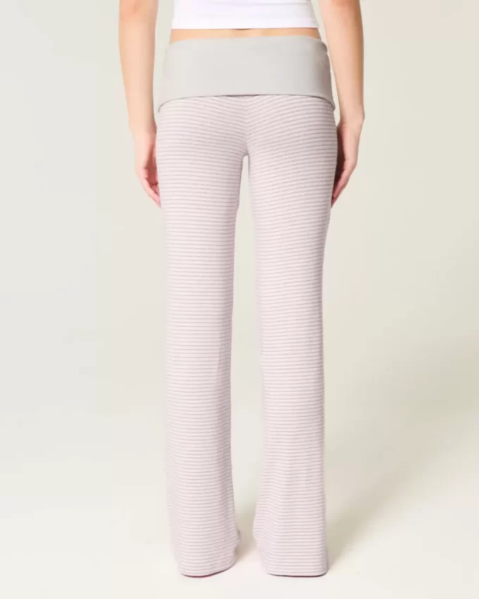 Foldover Waist Knit Flare Housut