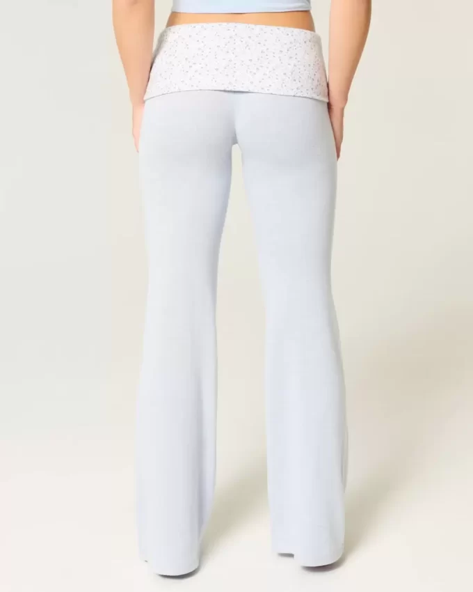 Foldover Waist Knit Flare Housut