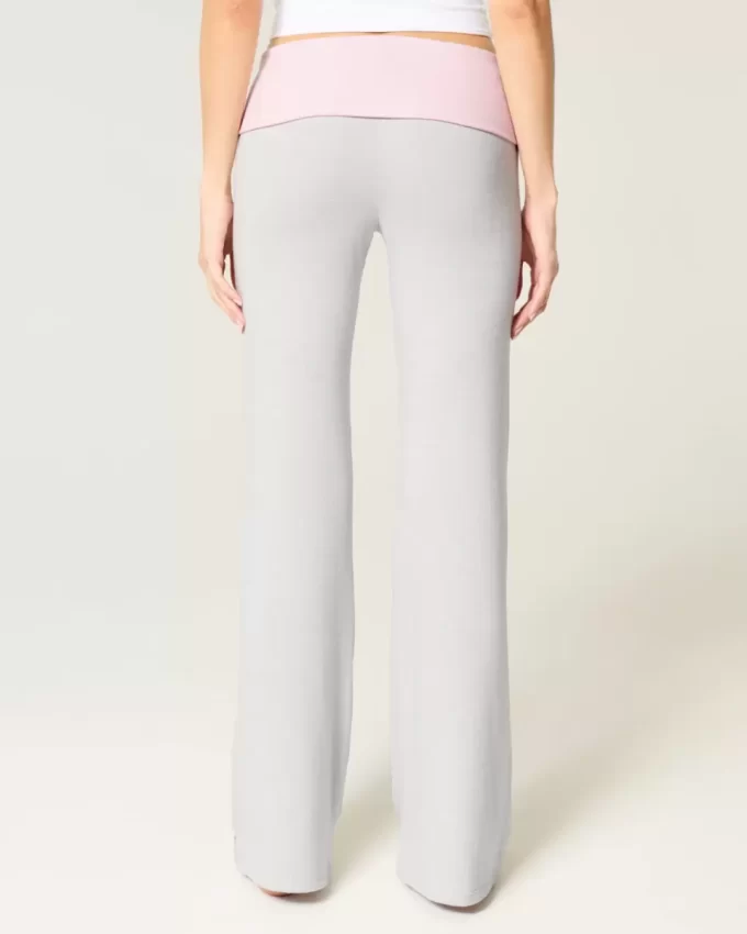 Foldover Waist Knit Flare Housut
