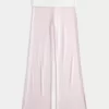 Foldover Waist Knit Flare Housut