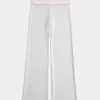 Foldover Waist Knit Flare Housut