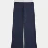 Foldover Waist Knit Flare Housut