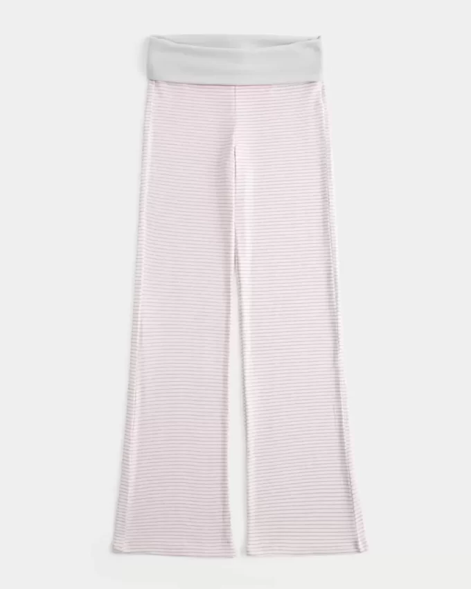 Foldover Waist Knit Flare Housut