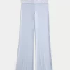 Foldover Waist Knit Flare Housut