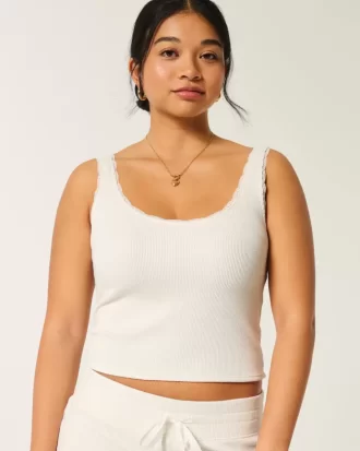 Gilly Hicks Cozy Waffle Lace Trim Tank