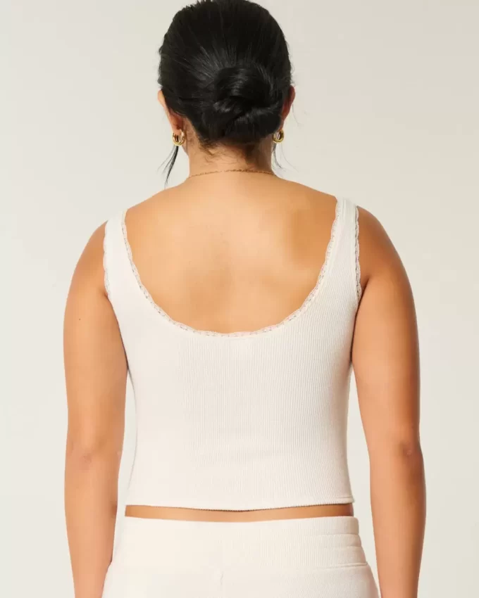 Gilly Hicks Cozy Waffle Lace Trim Tank