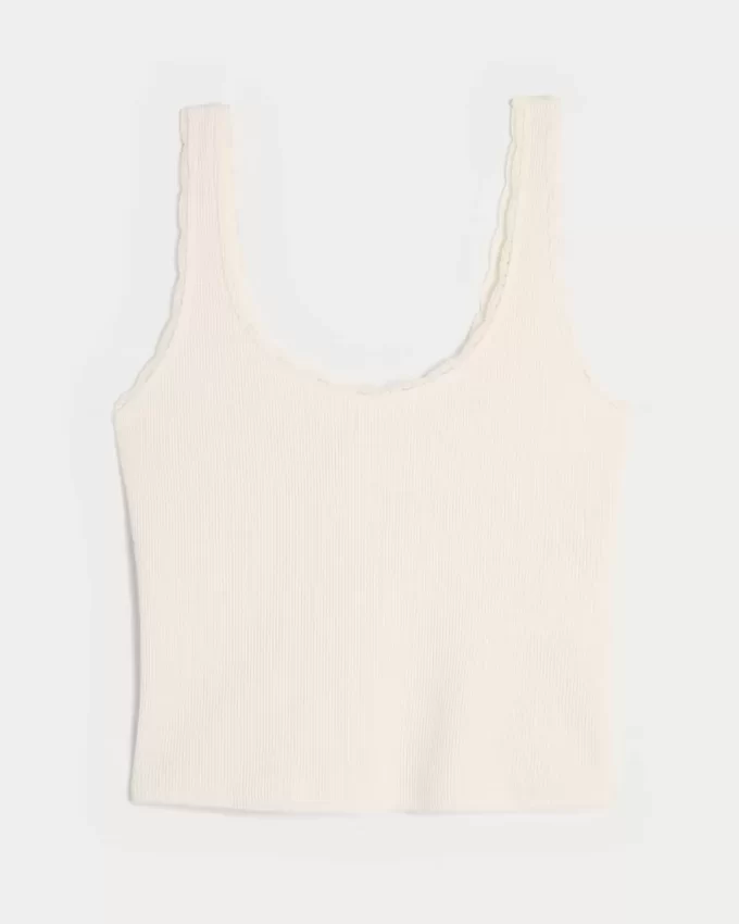 Gilly Hicks Cozy Waffle Lace Trim Tank