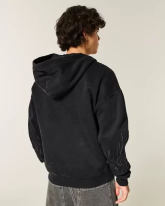 Graafinen Boxy Zip-Up Flame -huppari Graafinen Boxy Zip-Up Flame -huppari