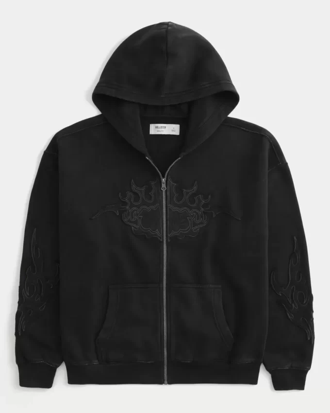 Graafinen Boxy Zip-Up Flame -huppari Graafinen Boxy Zip-Up Flame -huppari