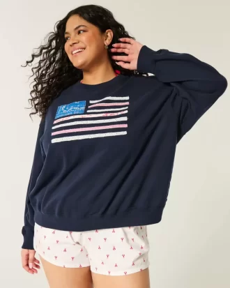 Helppo American Flag Graphic Crew -huppari