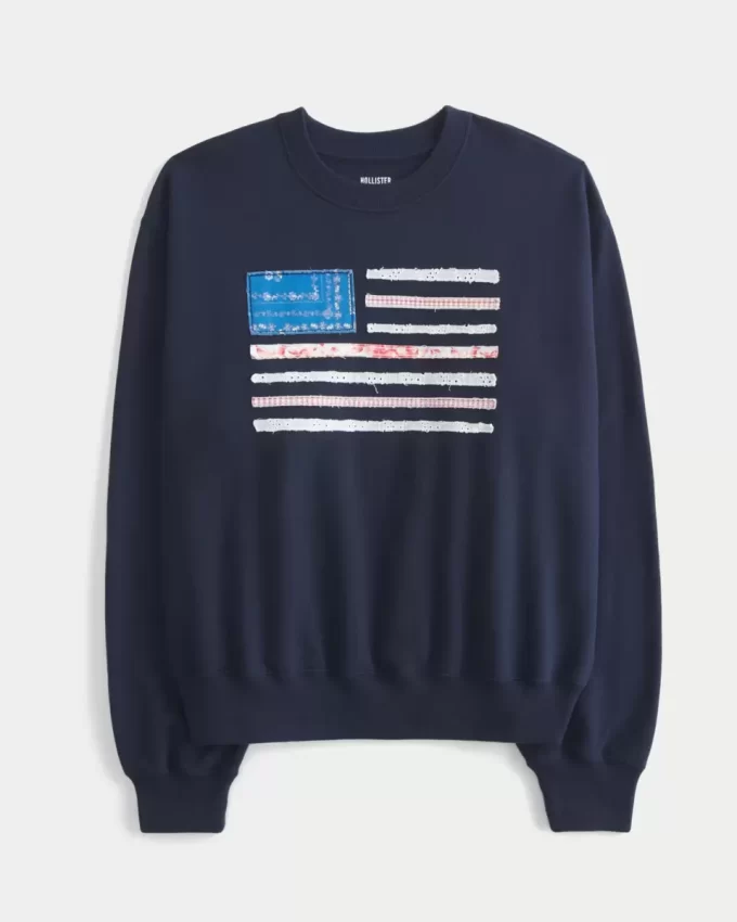 Helppo American Flag Graphic Crew -huppari Helppo American Flag Graphic Crew -huppari