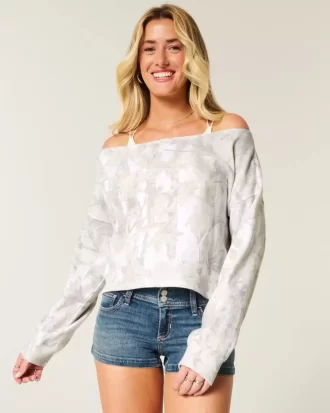 Helppo Double Off-the-Shoulder Camo -huppari