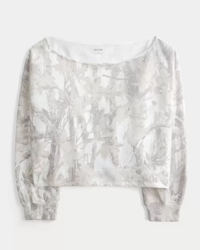 Helppo Double Off-the-Shoulder Camo -huppari Helppo Double Off-the-Shoulder Camo -huppari