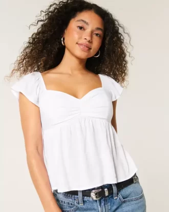 Helppo Flutter Sleeve Babydoll Top