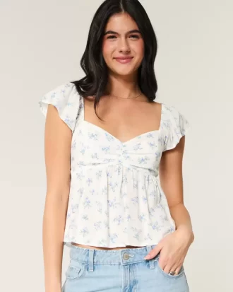 Helppo Flutter Sleeve Babydoll Top