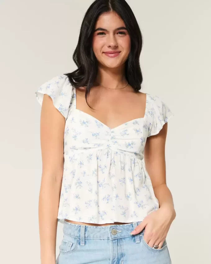 Helppo Flutter Sleeve Babydoll Top
