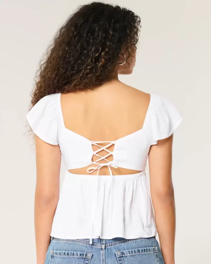 Helppo Flutter Sleeve Babydoll Top