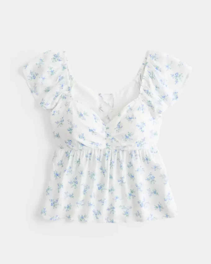 Helppo Flutter Sleeve Babydoll Top