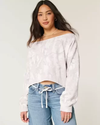 Helppo kaksinkertainen off-the-shoulder Camo Pattern -huppari