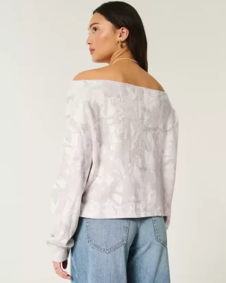 Helppo kaksinkertainen off-the-shoulder Camo Pattern -huppari
