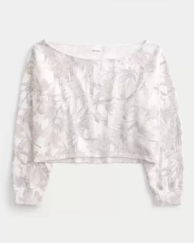 Helppo kaksinkertainen off-the-shoulder Camo Pattern -huppari Helppo kaksinkertainen off-the-shoulder Camo Pattern -huppari