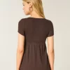 Helppo lyhythihainen pitsikoristelu Babydoll-toppi Helppo lyhythihainen pitsikoristelu Babydoll-toppi