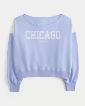 Helppo off-the-shoulder Chicago Graphic -huppari