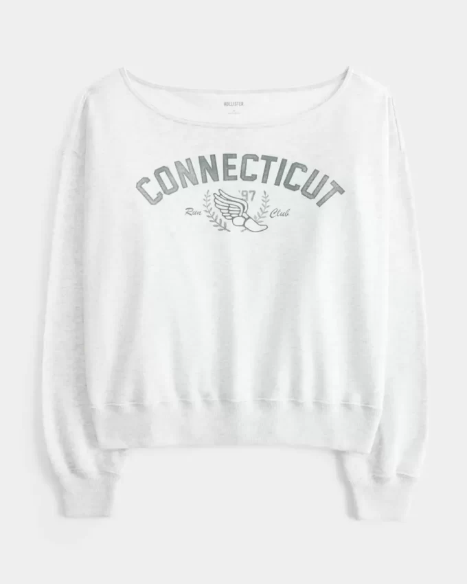 Helppo off-the-shoulder Connecticut Graphic -huppari Helppo off-the-shoulder Connecticut Graphic -huppari