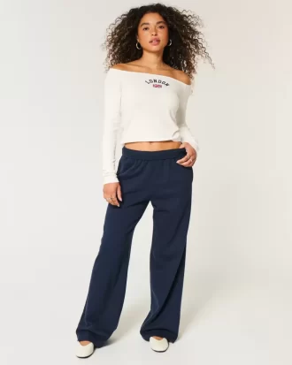 Helppo Off-the-Shoulder London Graphic T-paita