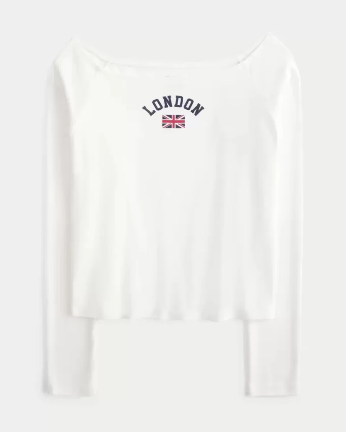 Helppo Off-the-Shoulder London Graphic T-paita Helppo Off-the-Shoulder London Graphic T-paita