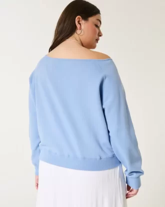Helppo off-the-Shoulder Making Waves Graphic Crew collegepaita